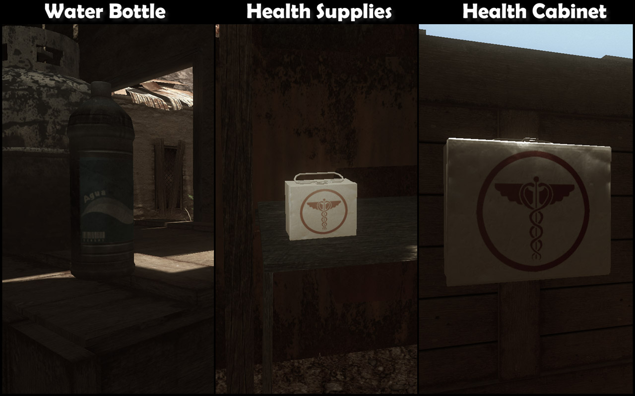 Water bottle, health supplies and health cabinet (Click image or link to go back)