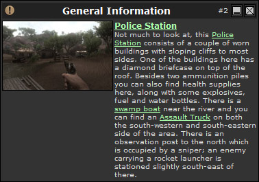 The information box provides detailed information about a specific item or area (Click image or link to go back)